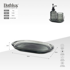 Стеклянный поднос для ванной Bathlux серый дымчатый 18x10x2 см.