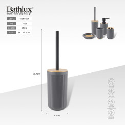 Ершик для унитаза Bathlux темно-серый с бамбуковой крышкой 36.7x9.2 см