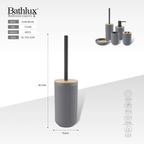 Йоржик для унітазу Bathlux темно-сірий з бамбуковою кришкою 36.7x9.2 см