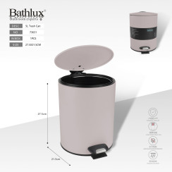 Відро для сміття Bathlux 5L з педаллю рожево-бежеве - нержавіюча сталь 27.5x21.5 см