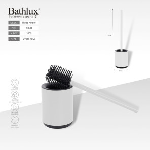Йоржик для унітазу Bathlux з підставкою білий TPR 47x10.5 см