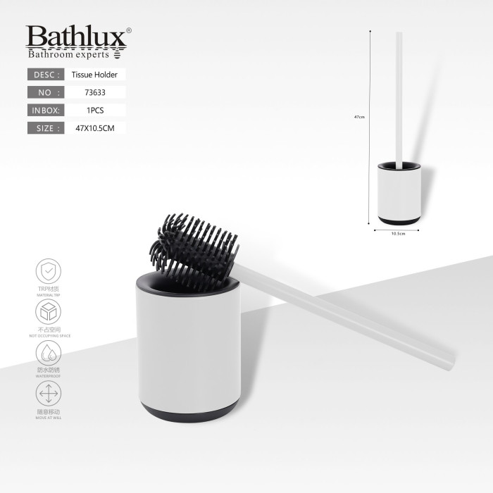 Йоржик для унітазу Bathlux з підставкою білий TPR 47x10.5 см