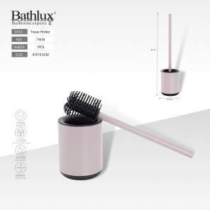 Йоржик для унітазу Bathlux з силіконовою щіткою та підставкою рожевий 47x10.5 см