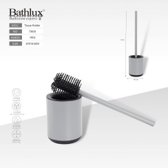 Ершик для унитаза Bathlux с силиконовой щеткой и серой подставкой 47x10.5 см