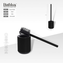 Ершик для унитаза Bathlux черный с подставкой TPR 47x10.5 см - матовый.