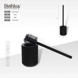 Йоржик для унітазу Bathlux чорний з підставкою TPR 47x10.5 см - матовий