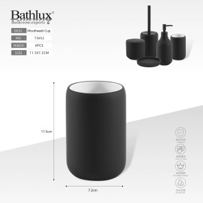 Стакан для полоскания рта черный керамический матовый Bathlux 11.5x7.2 см