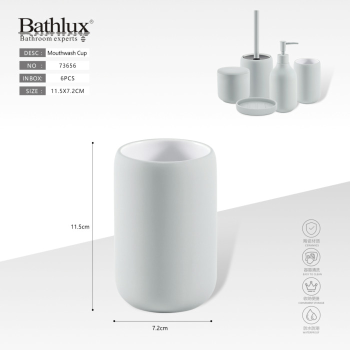 Керамічна склянка для ванної Bathlux 73656 матова біла 11.5x7.2 см