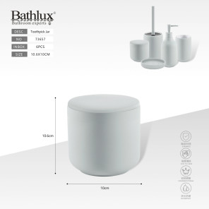 Керамічна баночка з кришкою Bathlux 73657 світло-сіра 10x10.6 см для зберігання ватних паличок