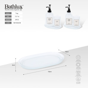 Скляний матовий піднос для ванної кімнати Bathlux 18x10x2 см білий