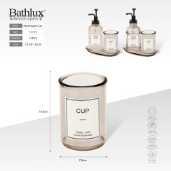 Стакан для ополаскивателя рта Bathlux стеклянный бежевый 350 мл - 10.9x7.8 см