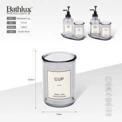 Склянка для полоскання рота Bathlux 350 мл сіра скляна 10.9x7.8 см