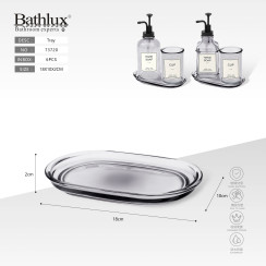 Стеклянный поднос Bathlux для ванной серый 18x10x2 см