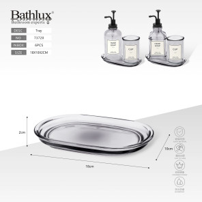 Скляний піднос Bathlux для ванної кімнати сірий 18x10x2 см