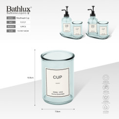 Склянка для полоскання рота Bathlux блакитне скло 350 мл 10.9x7.8 см у стилі мінімалізм