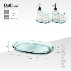 Скляний піднос для ванної Bathlux 18x10x2 см блакитний прозорий