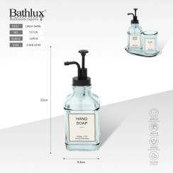 Стеклянный дозатор для жидкого мыла Bathlux Hand Soap 500мл – голубой 23x8.2см