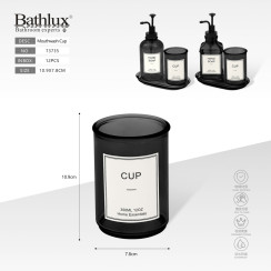 Стакан для полоскания рта Bathlux 350 мл черный стеклянный 10.9x7.8 см