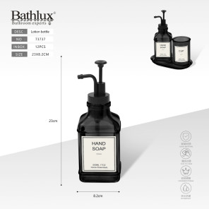 Дозатор для мила скляний чорний квадратний Bathlux 500мл - насос для рідкого мила 73737