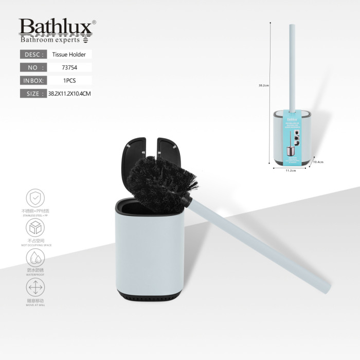 Йоржик для унітазу Bathlux з кришкою та підставкою блакитний 38.2x11.2x10.4 см