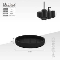 Мильниця кругла керамічна чорна матова Bathlux 12.1x2.2 см