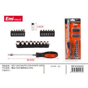 Набір бітів і торцевих головок 23 шт Emi SET CACCIAVITE CON PUNTE 23PZ