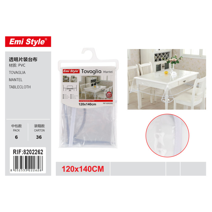 Прозрачная пластиковая скатерть 120×140 см