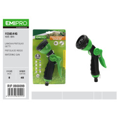 Пистолет-распылитель для полива EMIPRO 8 режимов зеленый пластиковый с мягким восторгом.
