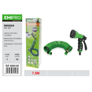 Спіральний шланг із пістолетом-розпилювачем EMIPRO 7.5 м зелений
