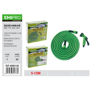 Розтяжний шланг для поливу EMIPRO з розпилювачем 5-15 м зелений TPR