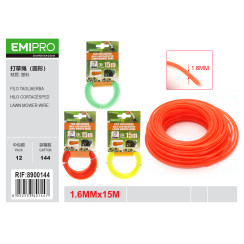 Волосінь для тримера кругла EMIPRO 1.6мм x 15м - оранжева/зелена/жовта