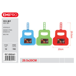 Віяло для барбекю пластикове EMIPRO 29.5x20 см (синє, зелене, червоне)