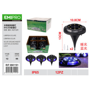 Сонячний ґрунтовий світильник EMIPRO 84 LED IP65 для саду - теплий та синій колір