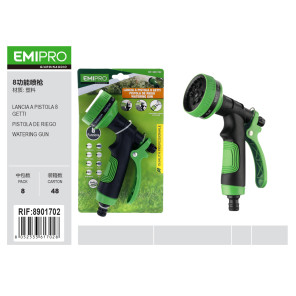 Пістолет для поливу EMIPRO 8 режимів розпилення зелено-чорний з м'якою ручкою