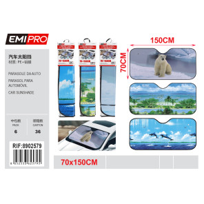 Сонцезахисний екран на лобове скло авто EMIPRO 70x150 см з принтом PE+алюмінієва плівка