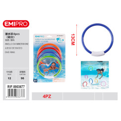 Кольца для ныряния Emipro Dive Ring 13 см набор 4 шт разноцветные