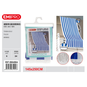 Маркіза сонцезахисна синьо-біла смугаста EMIPRO 145x250 см з бахромою