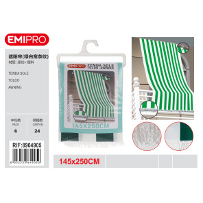 Маркіза тент-штора для балкону EMIPRO 145x250 см зелено-біла смужка