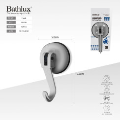 Гачок для ванної кімнати на присосці Bathlux 90206 сірий 10.7x5.8 см ABS