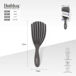 Щетка для волос Bathlux 90688 вентилируемая темно-серая с массирующими зубцами 23x7.8 см