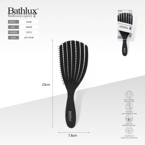 Щітка для волосся Bathlux 90690 чорна вентильована з масажними зубцями 23x7.8 см 90690