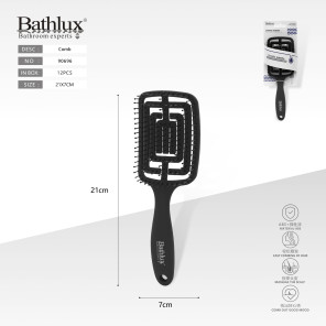 Щітка для волосся Bathlux чорна масажна вентильована ABS 21x7 см