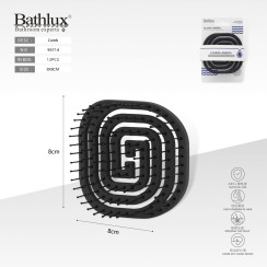 Щетка-гребешок массажная Bathlux Chiara Ambra черная спиральная ABS 8x8 см