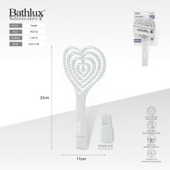 Розчіска у формі серця Bathlux 90718 біла з масажними зубчиками 23x11 см