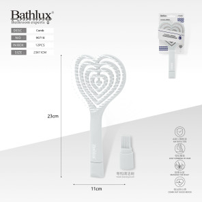 Розчіска у формі серця Bathlux 90718 біла з масажними зубчиками 23x11 см