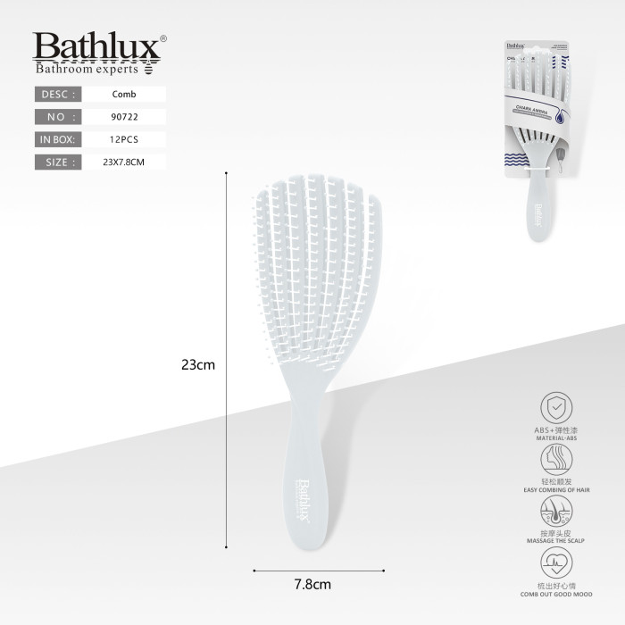 Щітка для волосся Bathlux масажна з гнучкими зубцями блакитна 23x7.8 см