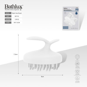 Масажна щітка для миття голови Bathlux біла TPR 9x7.5 см
