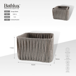 Кошик для зберігання Bathlux сірий плетений 18.2x18.2x11.8 см пластик і метал