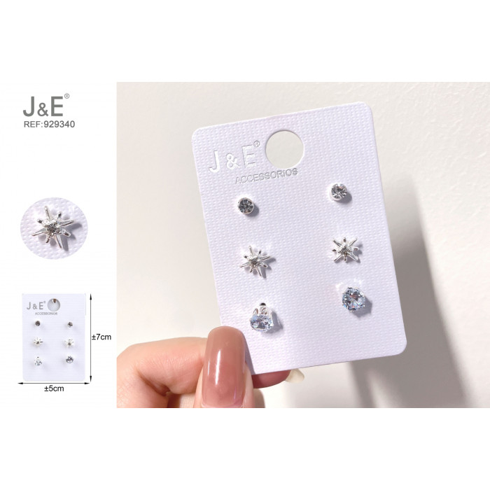 Серьги-гвоздики 3 пары HM-929340