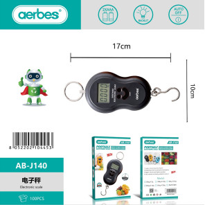 Портативні електронні ваги Aerbes AB-J140 до 50 кг з гачком і LCD дисплеєм